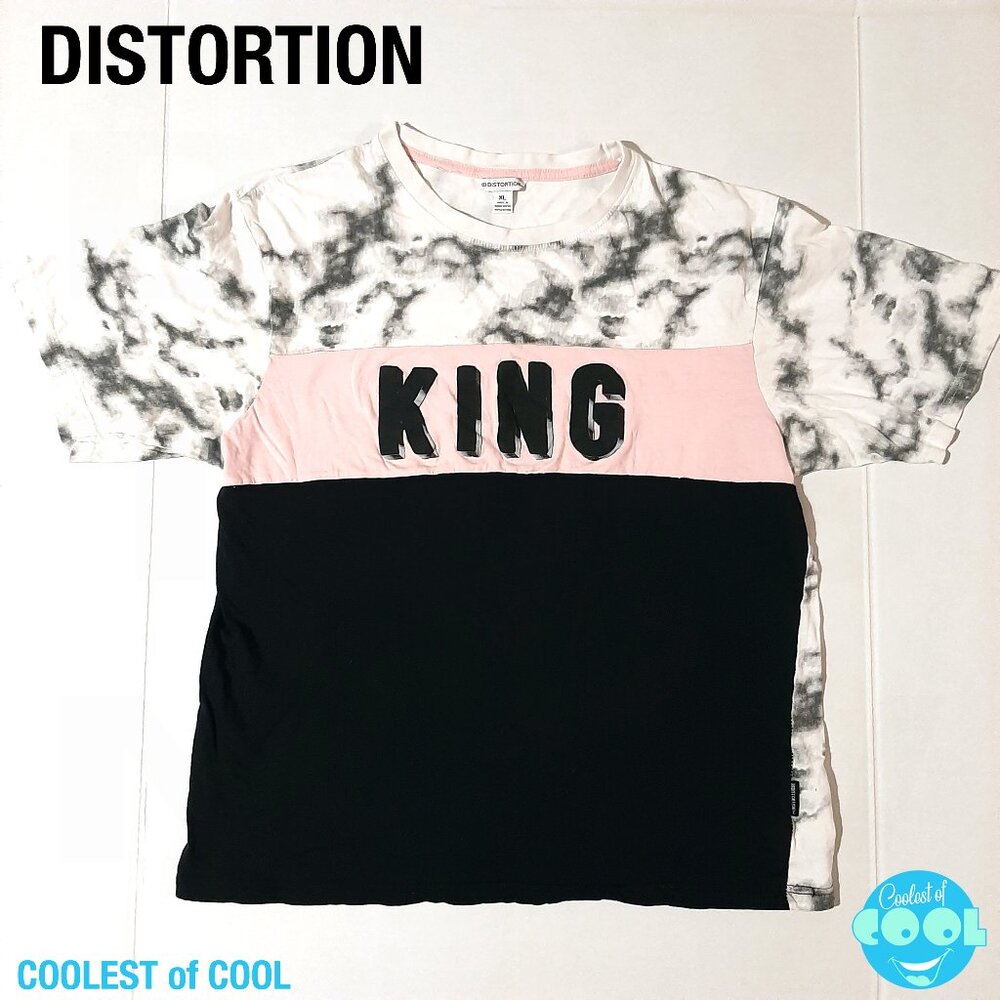 Distortion brand KING t-shirt mens XLarge black pink and tie dye XL streetwear